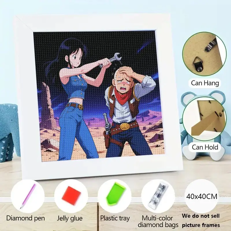 

5D DIY Полный дрель Набор для алмазной живописи, Dragon Ball Z DBZ Аниме Videl Krillin Забавная юмористическая сцена с водной водой, Home Wal