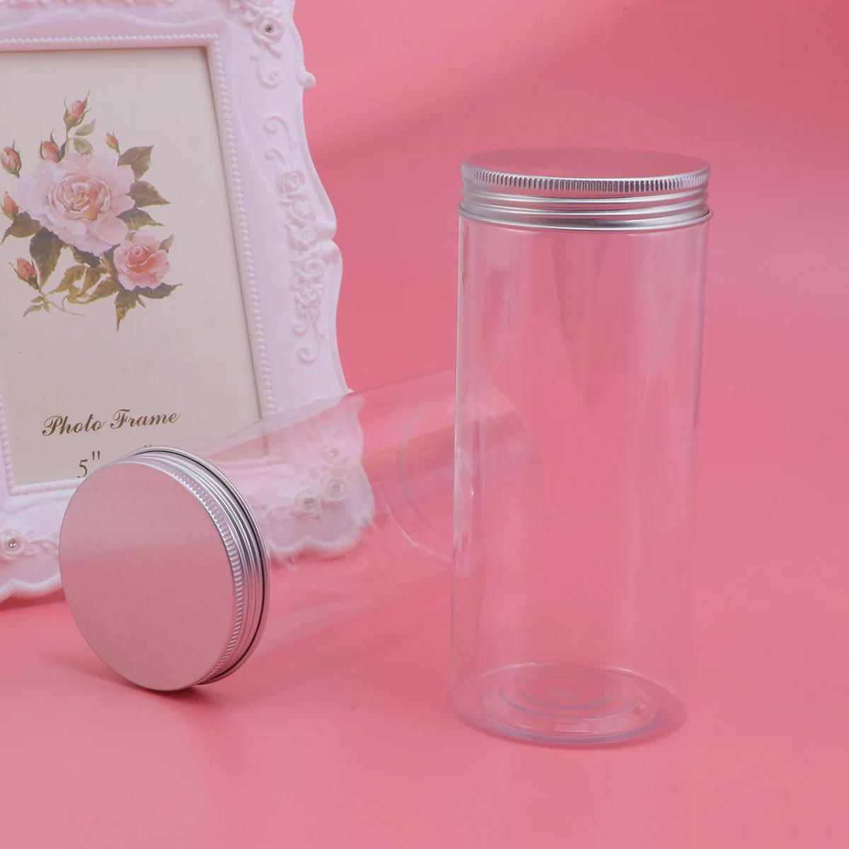 

6PCS Food Cans Transparent Plastic Cans Plastic Bottles Storage Cans Sealed Cans Food Packaging Bottles (Aluminium Cap)