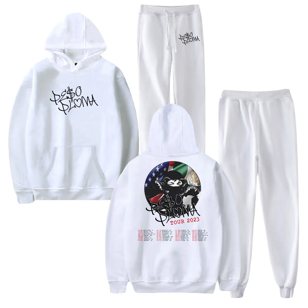 Peso Pluma Flag Tour Merch Hoodie Jogger Pants Two Piece Set Sweatshirts+Sweatpants 2023 World Tour Clothes Women Men's Set