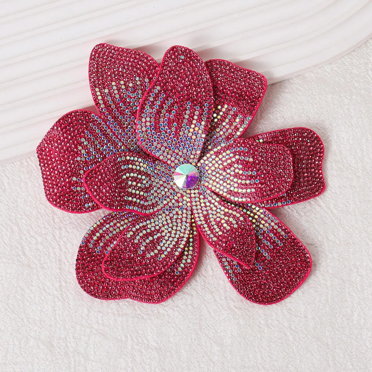 1 Stück Dreidimensionale Strass-Blumenapplikation Funkelnde DIY-Bastelzubehör Glitzernde Aufnäh-Applikation zur Verzierung – Detail 9