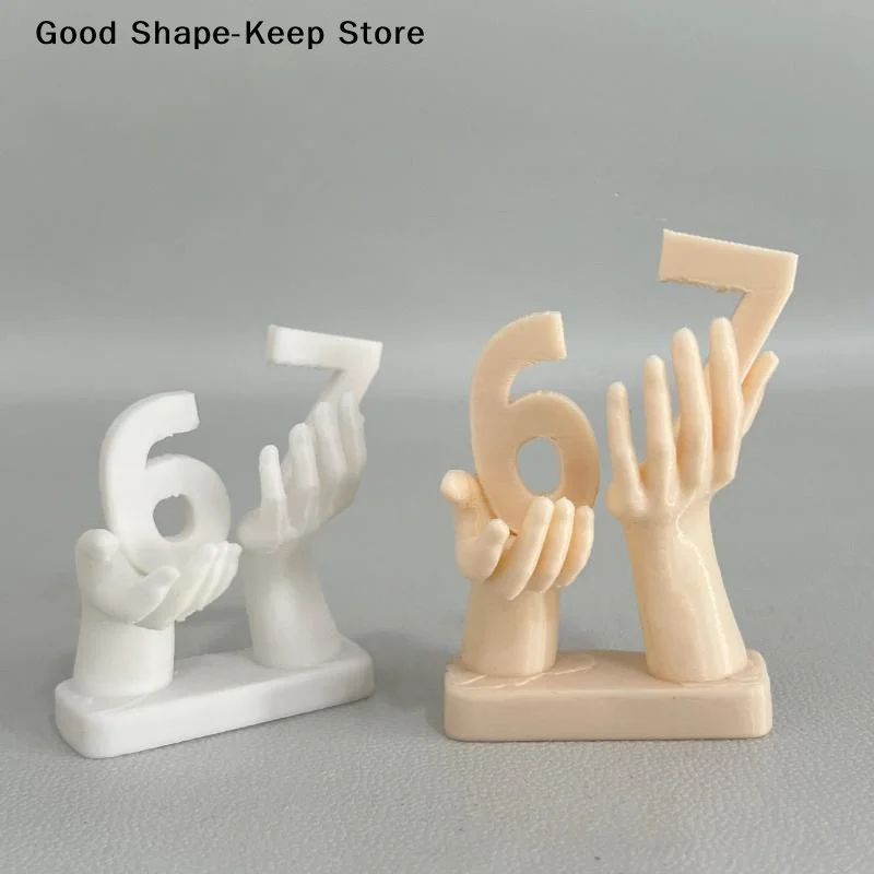 3D Printed Figurine Holding Digital Italian Brain Rot Math 67, Funny And Funny Meme Figurine Holding Digital 67 Sculpture
