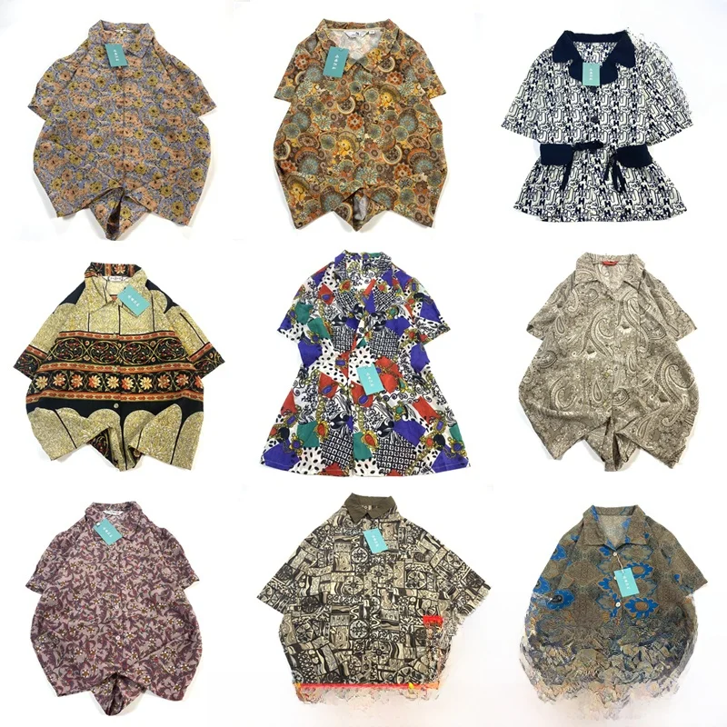 

Vintage Summer Floral Print Loose Women's Short Sleeve Open Cardigan Street Style Square Collar Synthetic Fiber Shirt