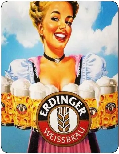 Vintage Retro Erdinger Bier Deutsches Oktoberfest Männerhöhle Kneipe Bar Metallschild