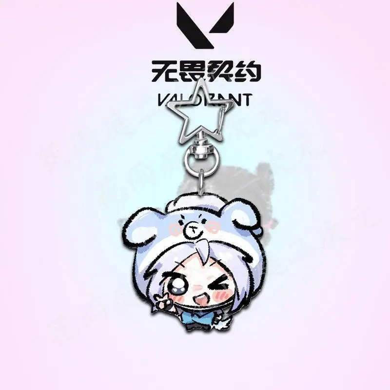 Valorant Acrylic Keychain Jett Clove Sage Iso Omen Star Keyring Game Merch Pet Carrier Bag Charm Friendship Keepsake Trinket