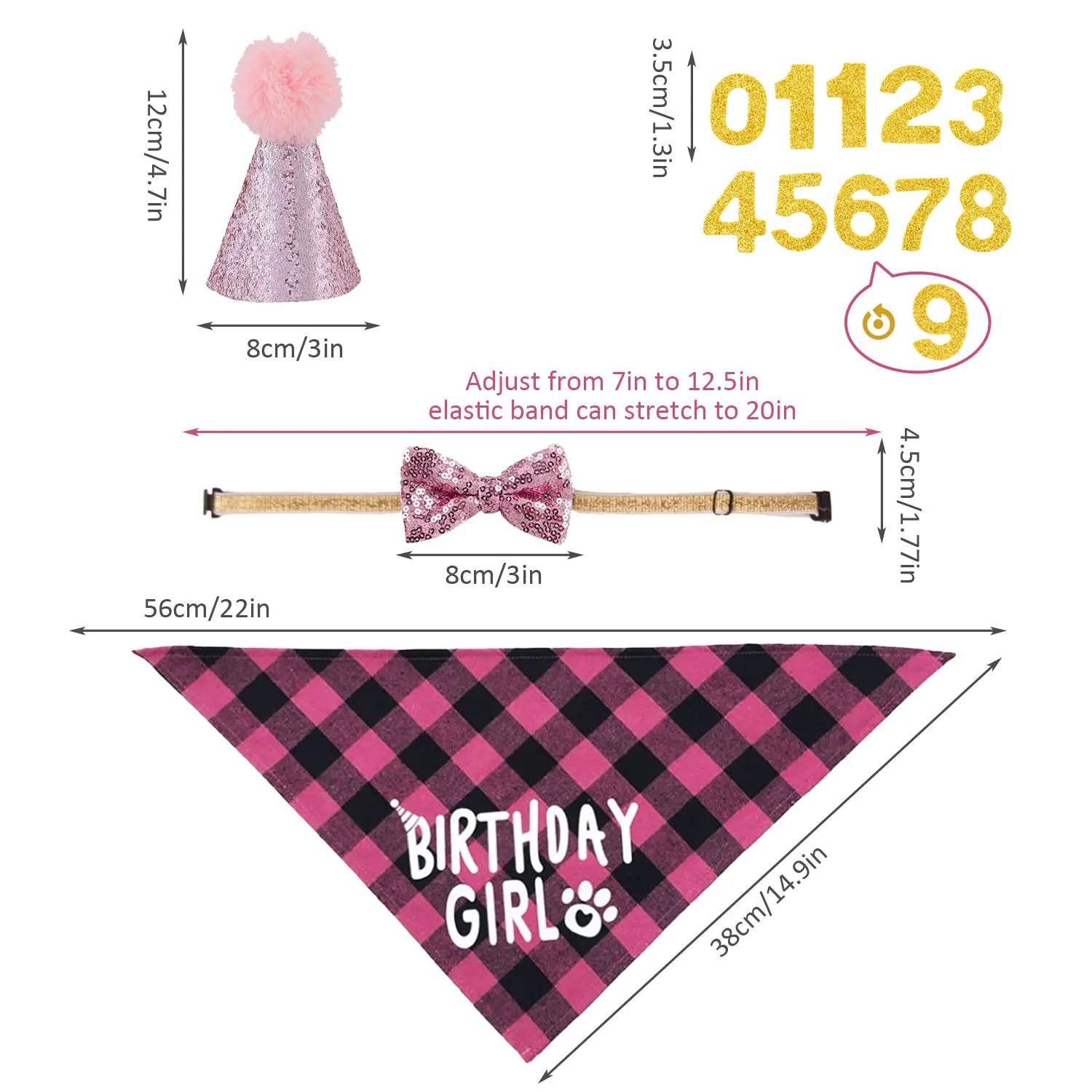 Geburtstagsparty-Set für Hunde – Bandana, Hut, Fliege und Geburtstagsbanner für kleine Hunde, Welpendekoration mit It's My Bday Signs Junge/Mädchen – Detail 10