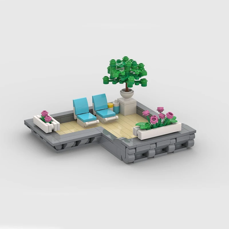 199pcs MOC Rooftop Garden Detective Office Modular Streetscape Model Building Blocks Christmas Gift Architecture Toys Creative