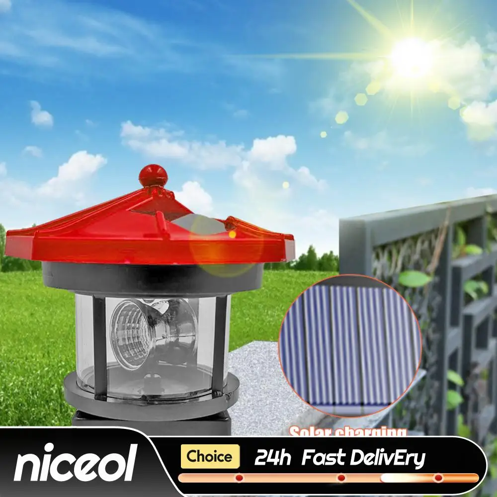Smart Sensor Lighthouse Beacon Solar LED Light Practical  Multi-functional Classic Outdoor Decor Rotating Beam Lamp