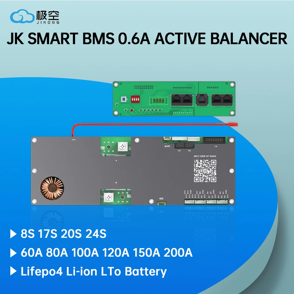 

JK Smart BMS 0.6A Active Balancer Bluetooth 8S 17S 20S 24S 60A 80A 100A 120A 150A 200A Lifepo4 Li-ion LTO Battery