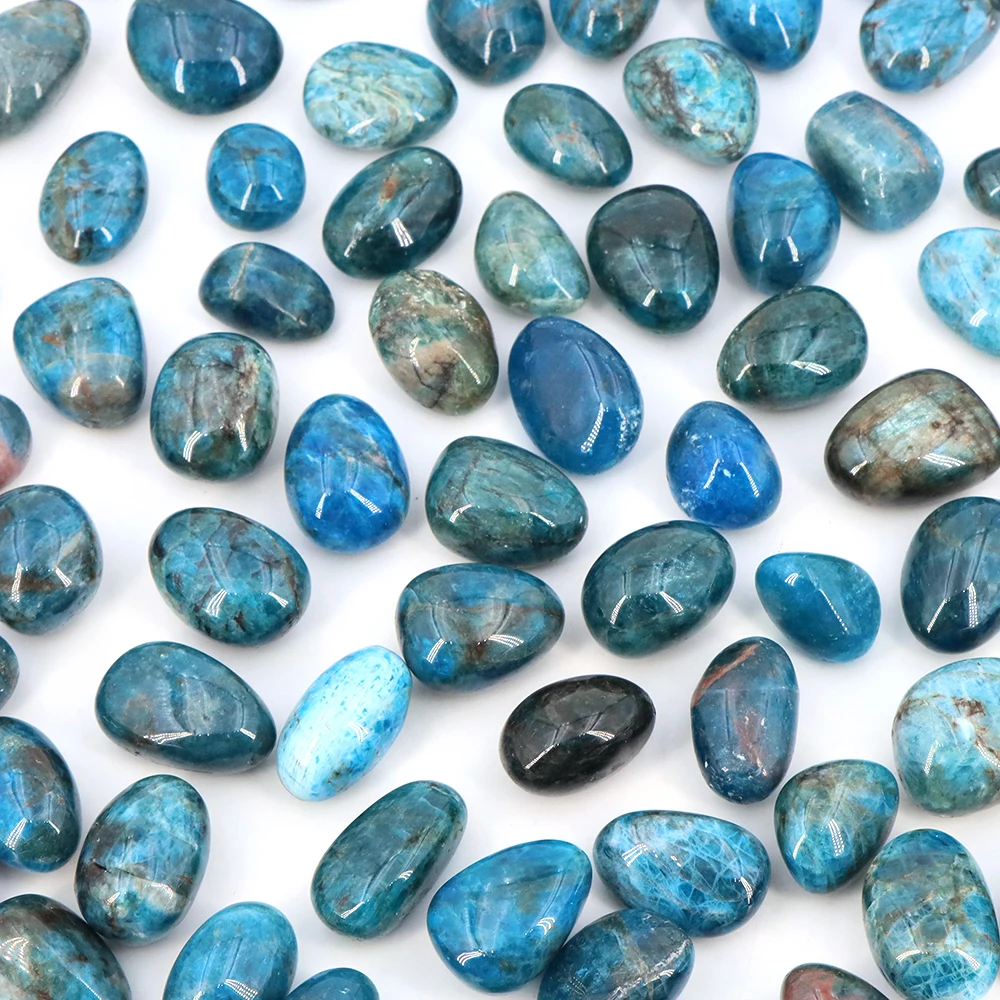 

Chakra Crystals Blue Apatite Natural Stone Healing Tumbled Stones Reiki Gemstone for Fengshui Home Aquarium Tank Decoration Gift