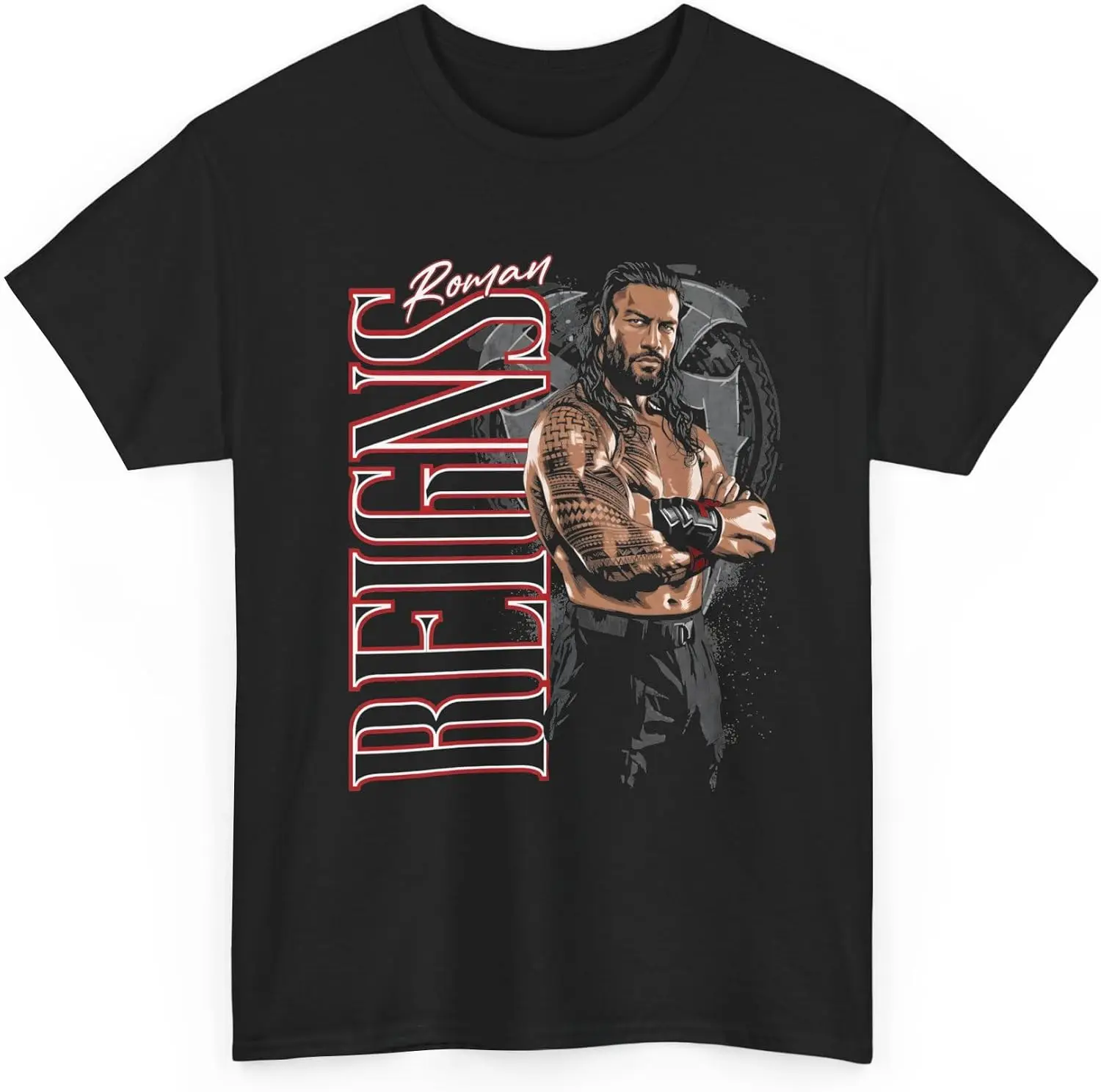 Roman Reigns Tribal Chief Tshirt For Man Woman Vintage Style Graphic T‑Shirt, Retro Tee, 100% Cotton Soft Lightweight Crew Neck Unisex Casual Short Sleeve Tops For Men Women Daily Wear