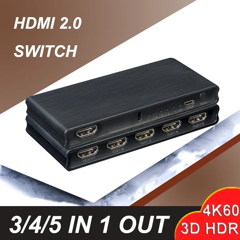 4K 60Hz 1x2 HDMI Splitter Hdmi 2.0 Switcher 5x1 HDMI Switch 3x1 4x1 Video Converter for Mi Box Xbox PS5 PS4 Laptop PC To Monitor