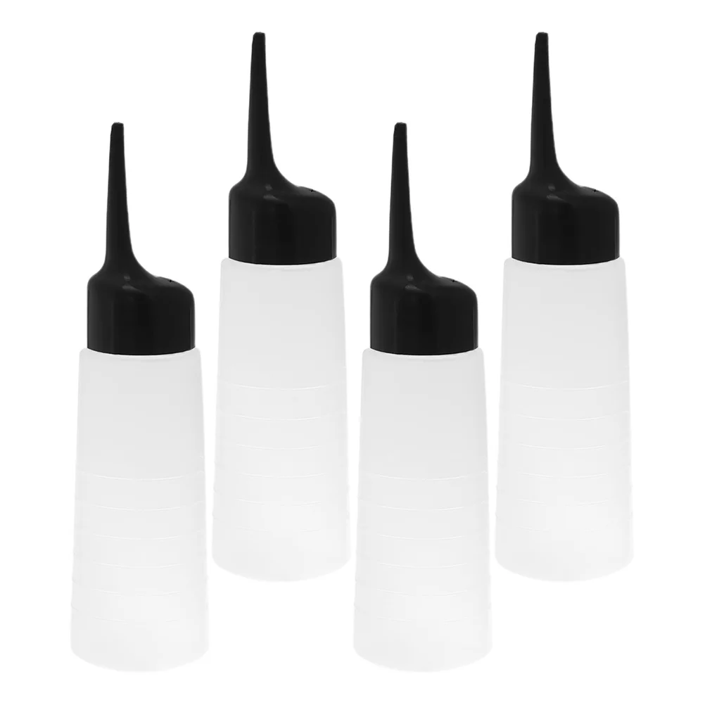 4Pcs Angled Tip Squeeze Bottle Hair Dye Shampoo Perm Applicator Transparent Durable Salon Home Use Hairdressers Measuring Bottle - Image 4