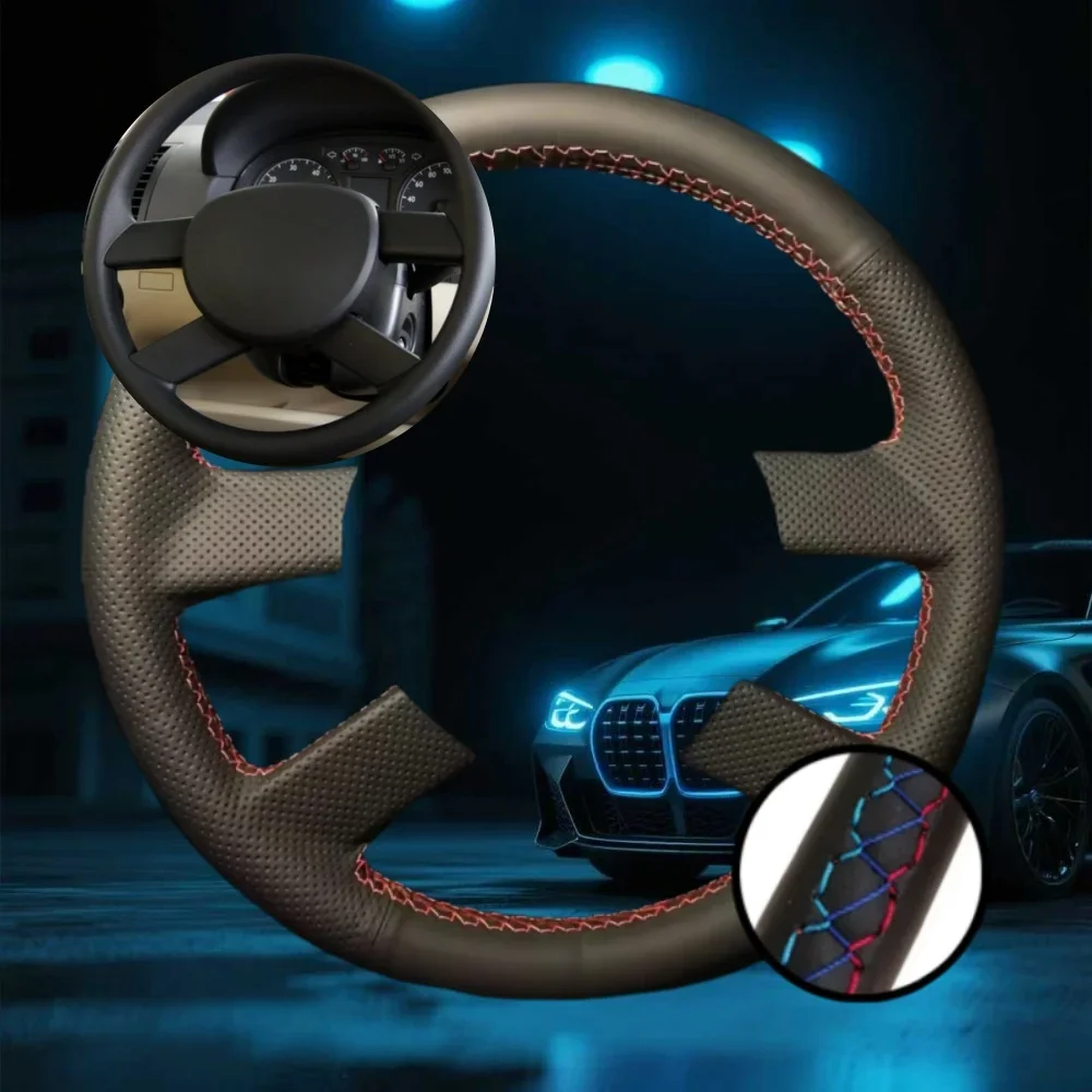Maßgeschneiderte Auto-Lenkradabdeckung für Volkswagen VW Polo 2003–2006, Kunstleder, Autozubehör, handgenähte Lenkfolie