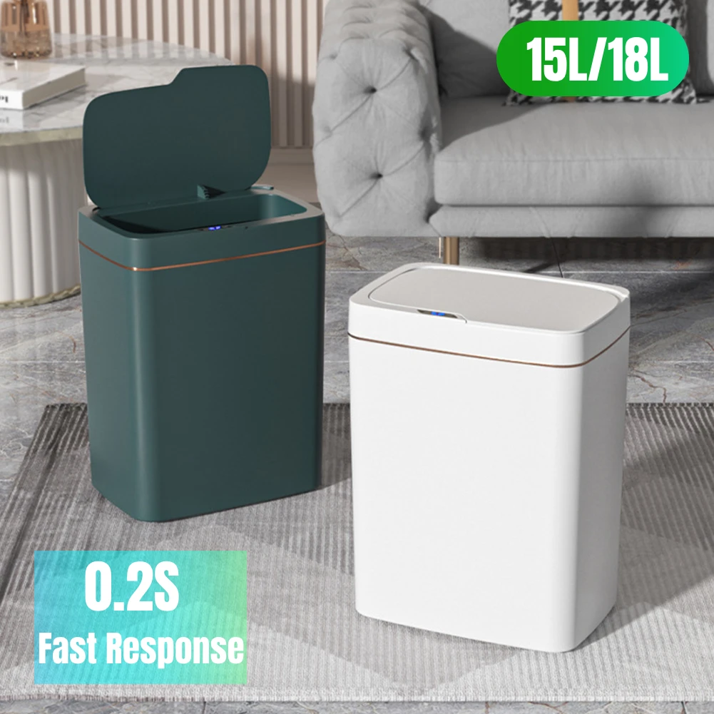 

15L Smart Sensor Trash Can Non-contact Electronic Automatic Bagging Rechargeable Smart Sensor Dustbin for Bathroom Kitchen