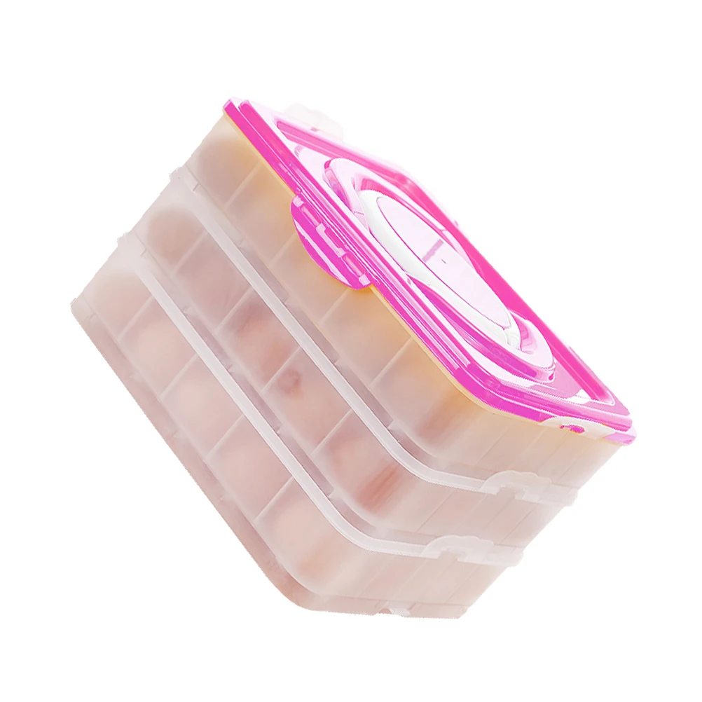

3 Layer Plastic Refrigerator Egg Tray Storage Box with Cover Transparent Stackable Food Crisper Container for Fruits Vegetables