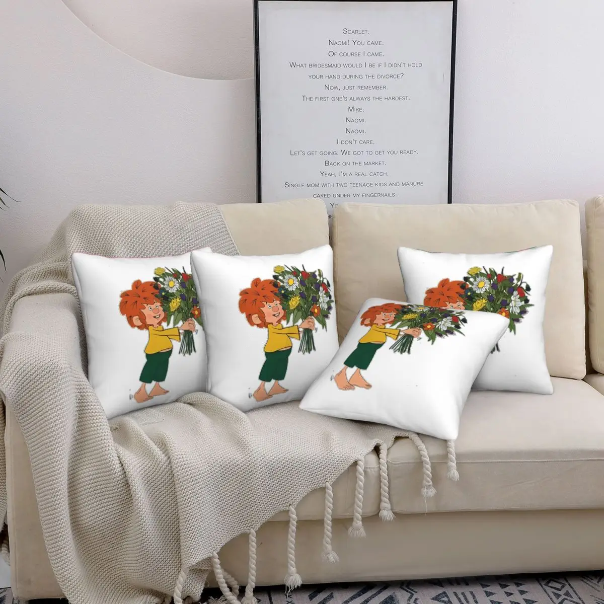 Pumuckl Halt Blumen 4 Uds funda de almohada cuadrada funda de cojín funda de almohada cómoda funda de almohada para el hogar dormitorio coche