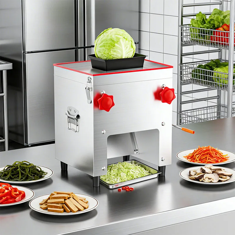 Compact Table Top Meat Slicer Stainless Steel Anti-Rust Body Wide Feeding Tray Overload Protection Portable Meat Processing