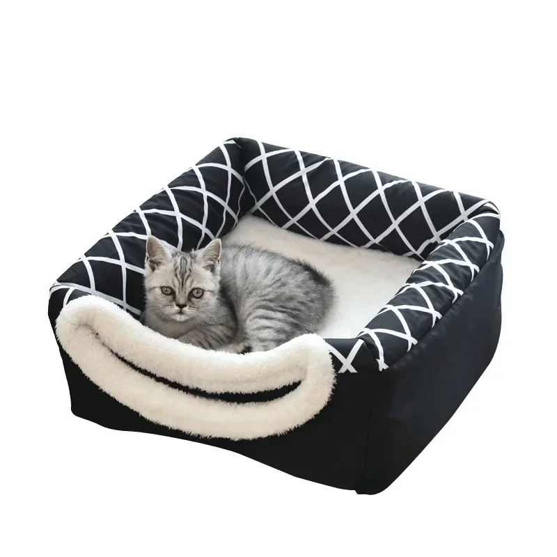 Closed Winter Dog House Bed Soft and Comfortable Pet Mat Small Dogs and Cats Warm Cave Igloo Pet Bed