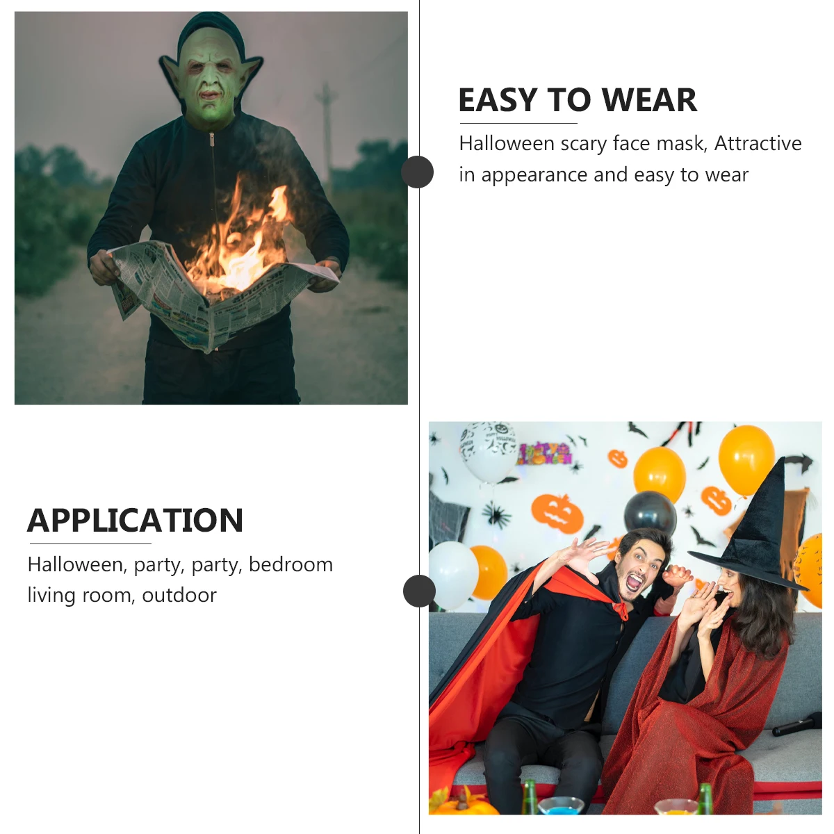 Scary Ghost Mask Halloween Haunted House Props Cosplay Green Emulsion Head Skull Latex Easy Wear Party