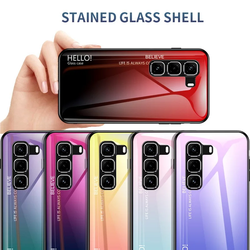 Gradient Tempered Glass Protect Case for Infinix Hot 50 Pro + 50 40 Pro 40i 30i GT 20 Pro Infinix Note 40 Pro 30 Glossy Cover