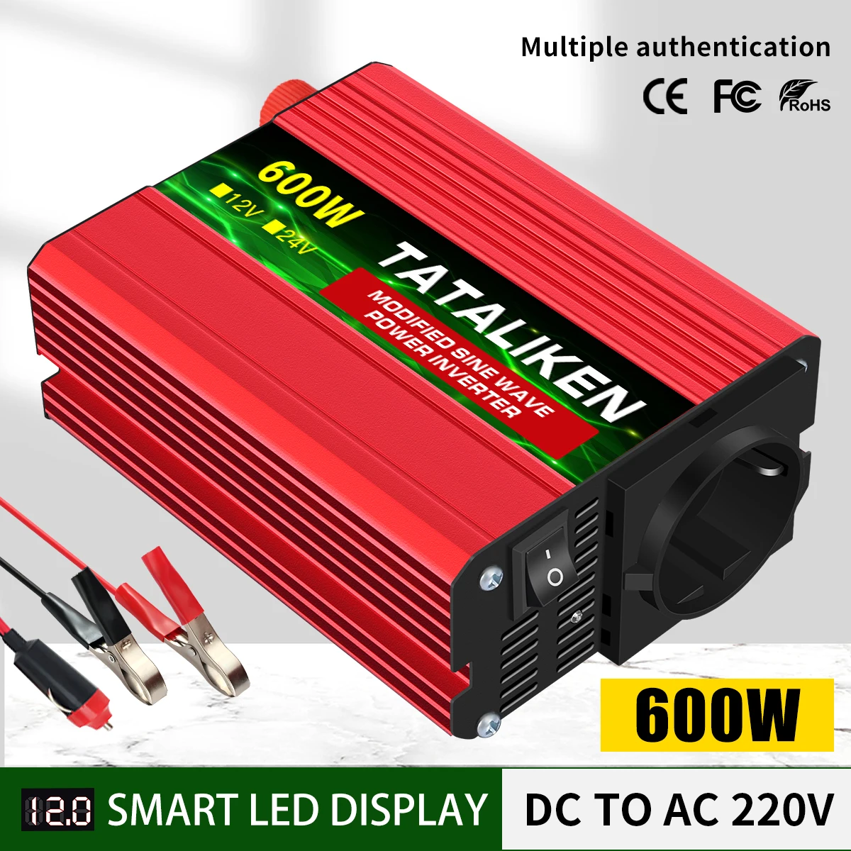 Modified Sine Wave Inver DC12VTo AC 220V Voltage 600W-4000W 50/60HZ Power Converter Solar Car Transformer With LED Display