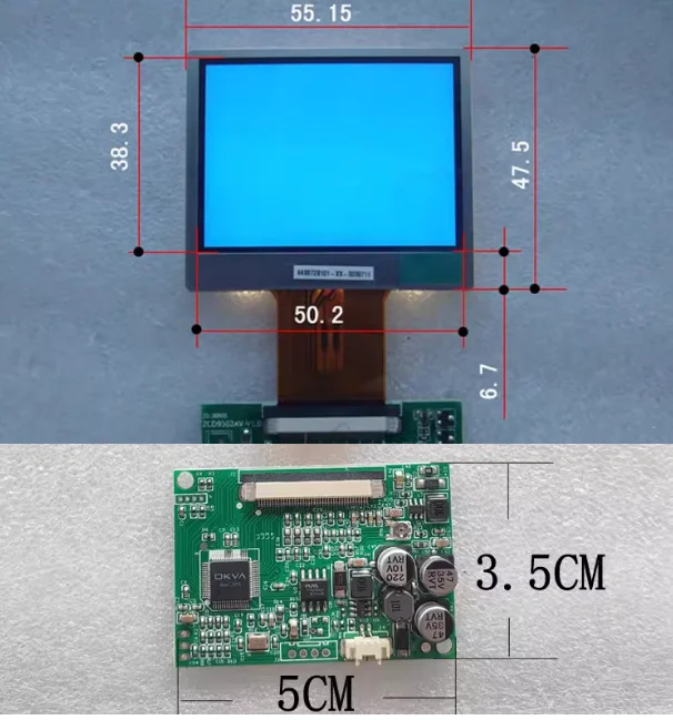 2.4 inch TFT LCD Display A024CN02 4:3 480*234 NTSC/PAL AV RCA No Signal Blue Display for Drones vehicle screen CCTV