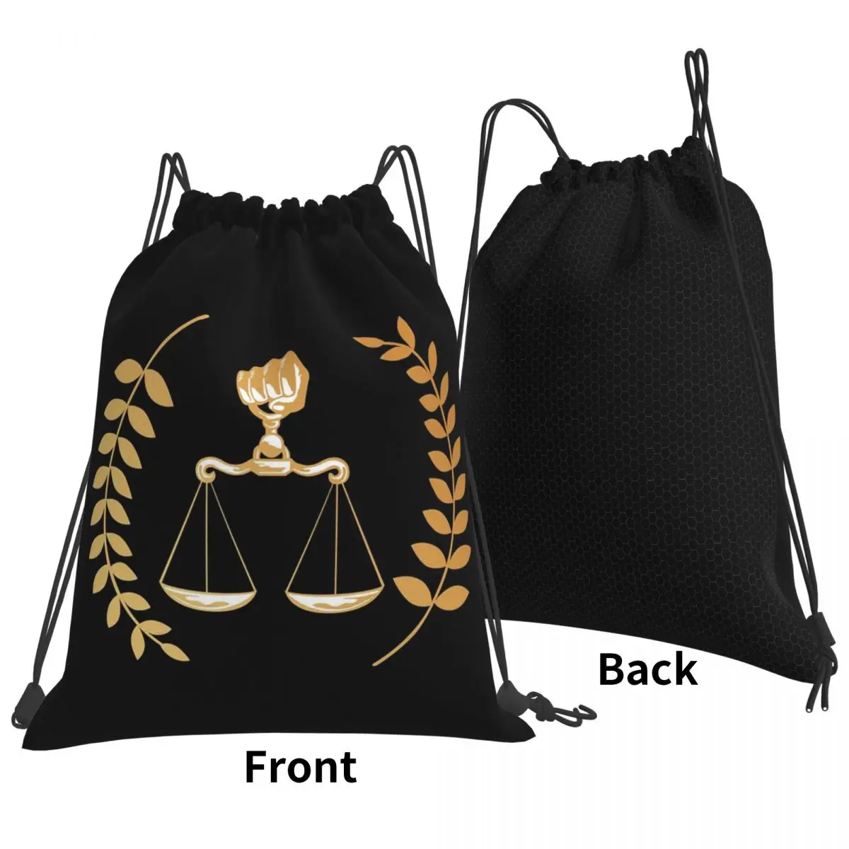 Gold Scales Of Justice Law Logo Lawyer Legal Party Backpacks Multi-function Drawstring Bags Storage Bag Book Bags Travel School