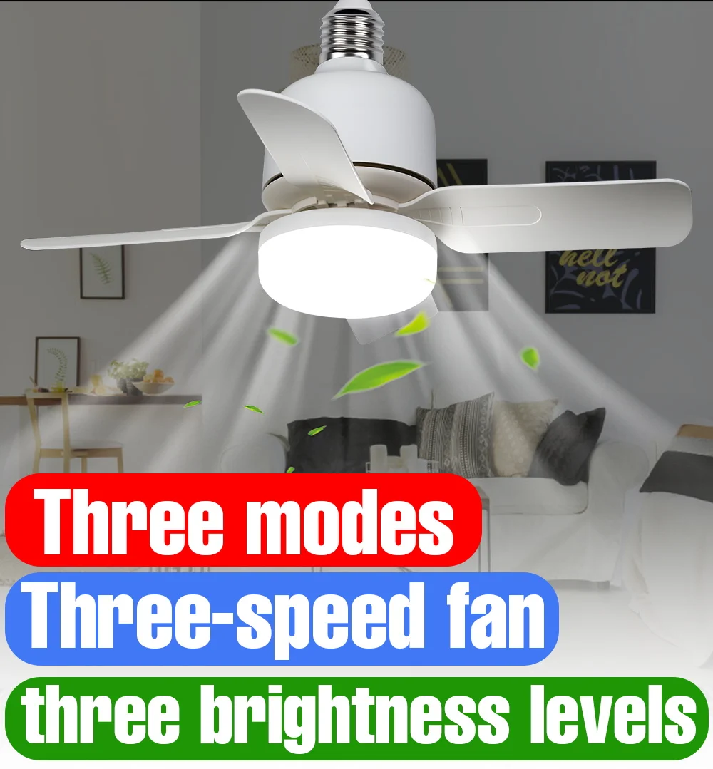 20W 15W LED Fan Light Bulb E27/E26 Ceiling Lamp 3/4Blades Chandelier For Home Living Room Kitchen Bedroom Energy Saving Lighting