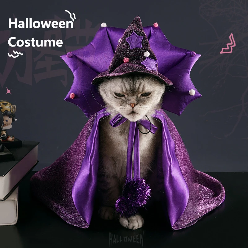 Halloween Cat Bat Cloak Transformation Costume Vampire Cloak Hat Dog Coat Gentleman Cospaly Hat Festival Cosplay Pet Accessories