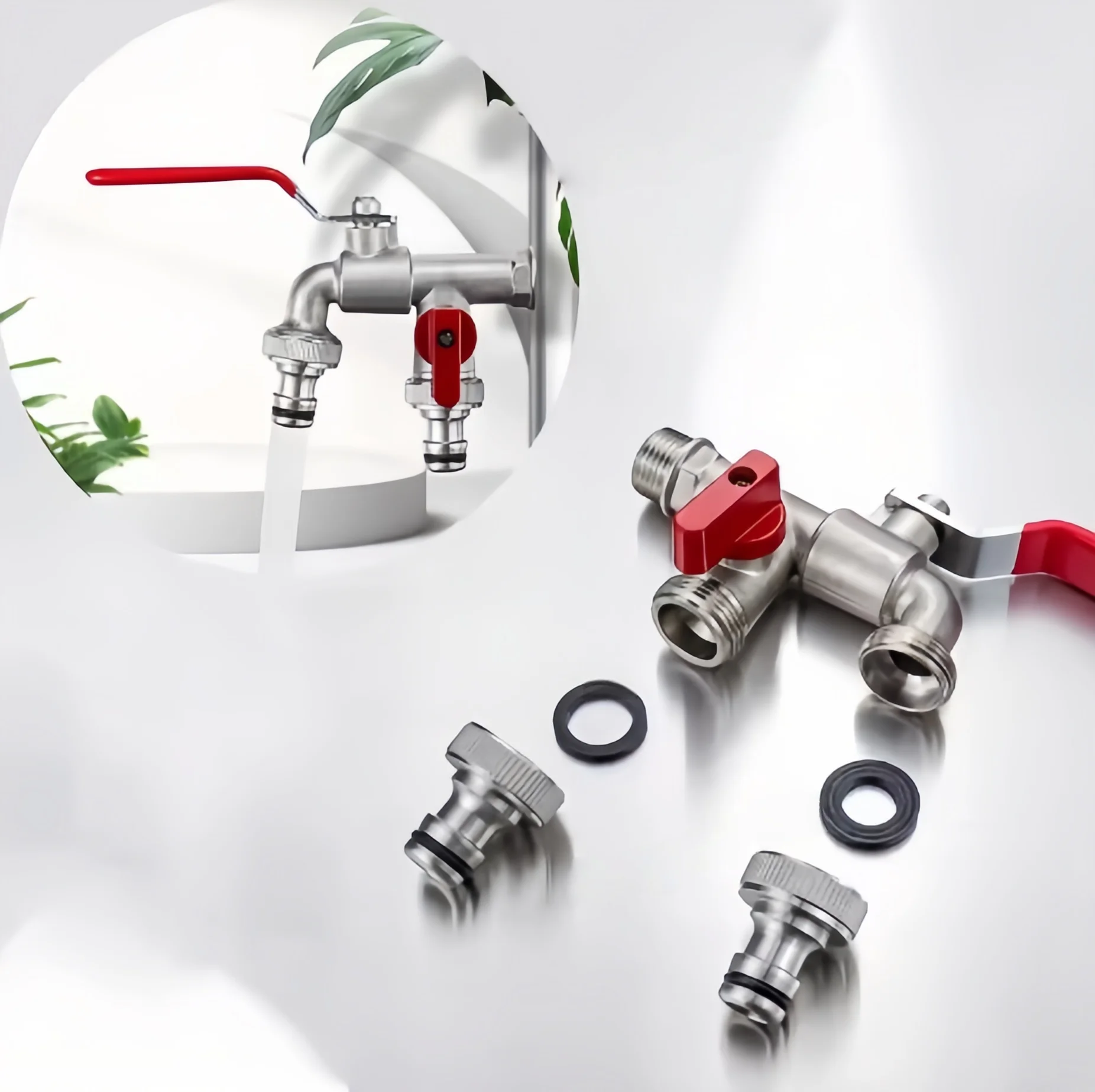 

Смеситель для воды в саду с двойной головкой, 1 вход, 2 выхода, разветвитель для орошения, смеситель из цинкового сплава с соской и балконным краном