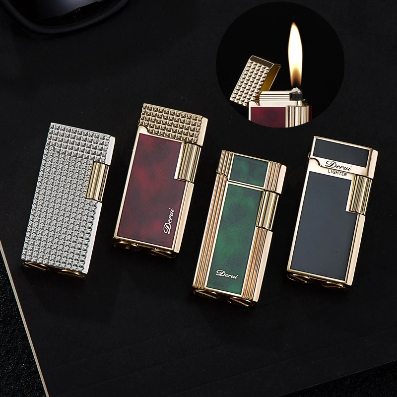 

Derui High End Metal Kerosene Lighter Retro Old Style Grinding Wheel Side Sliding Ignite Mini Lighter Boutique Men's Gift