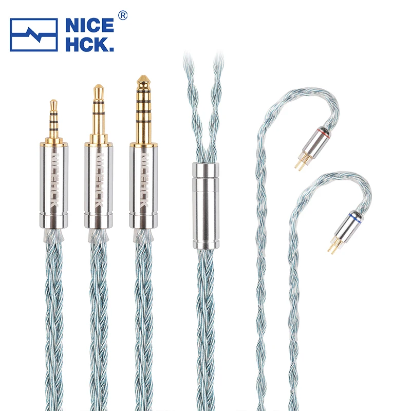 NiceHCK BlueCat HIFI Upgrade Wire 2% Silver Plated Silver-Copper Alloy Earphone Cable 3.5/2.5/4.4mm MMCX/2Pin for Zero Quartet