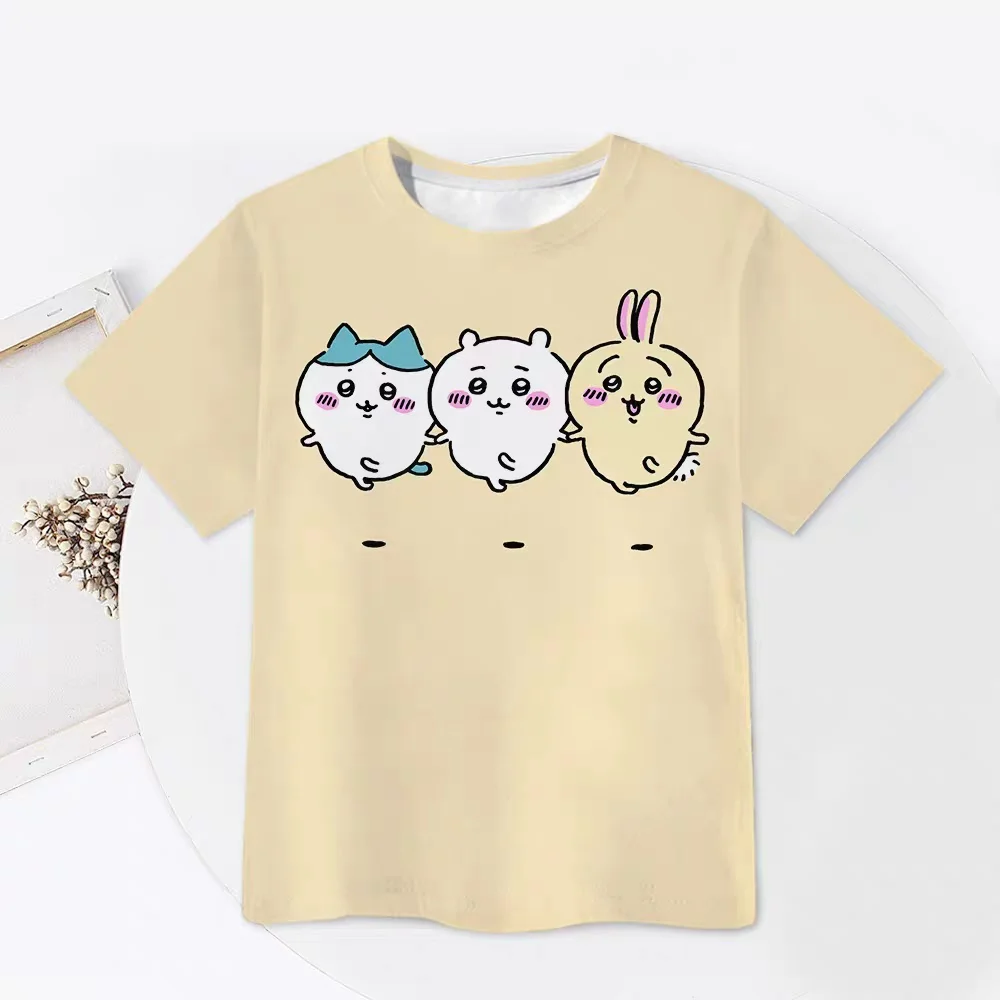 Chiikawa Is All Here! Adult Couple Soft Cute Cartoon 3D Print T-shirts Sports Leisure Breathable Short Sleeves FamilyMatching