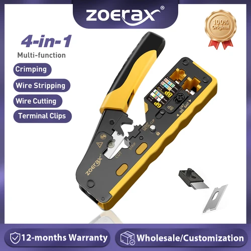 ZoeRax-Herramienta de engarzado RJ45 Cat7, herramienta de engarzado Ethernet, cortador de cables, engarzador para conectores de paso Cat7 Cat6a Cat6 Cat5e