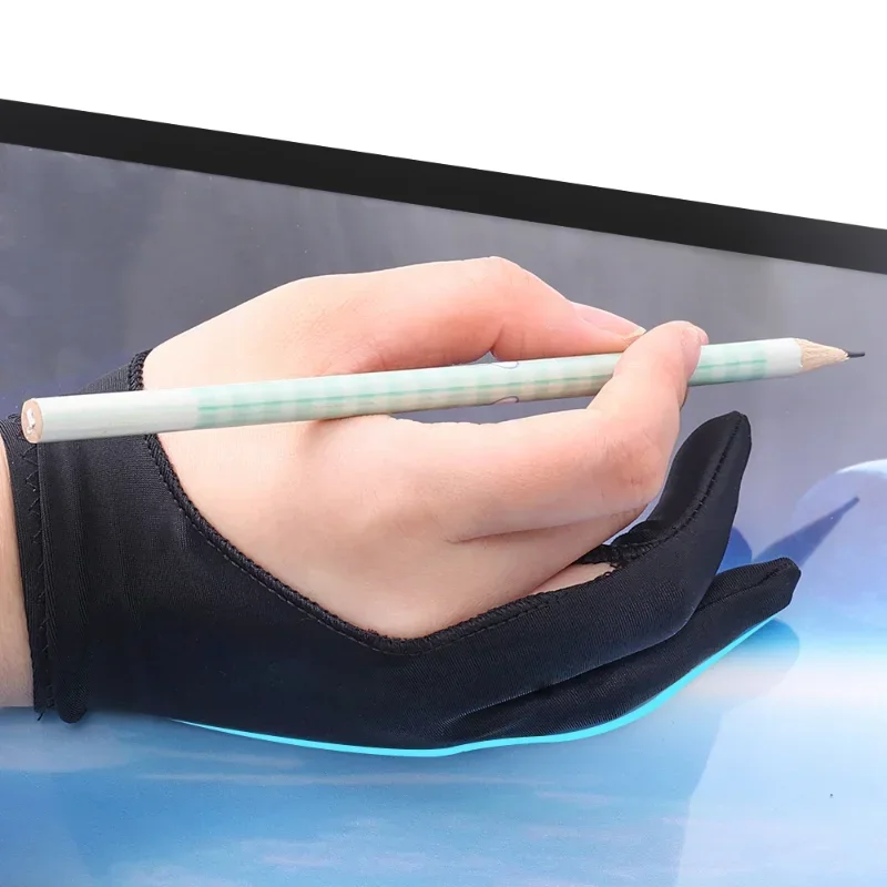 Tablet Screen Gloves Palm Rejection Artist Drawing Glove with Two Fingers Smooth Elasticity Breathable for IPad Stylus Pen