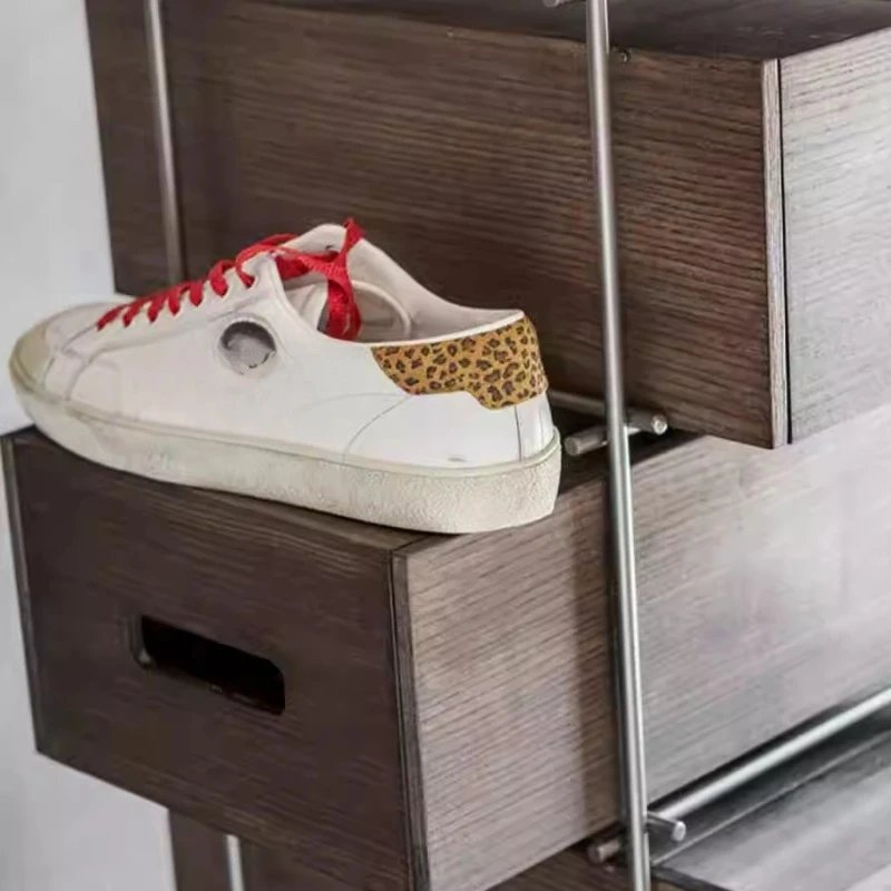 

Creative shoe cabinet Light luxury high-end solid wood into the new shoe rack