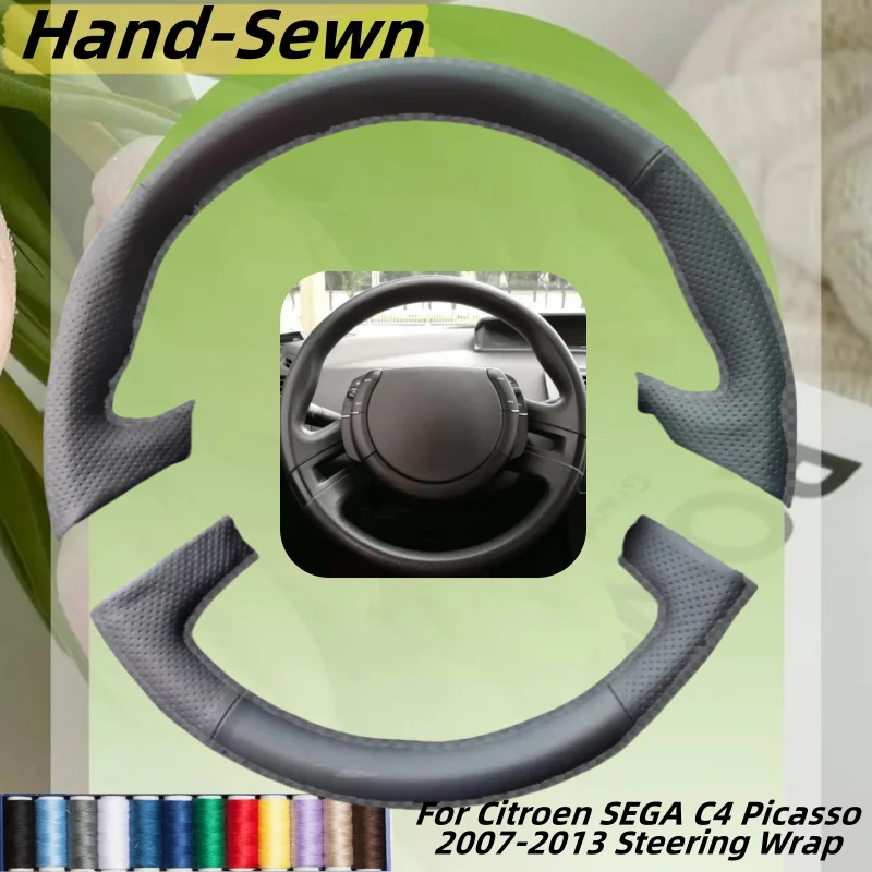

Car Steering Wheel Cover Hand-Sewn Microfiber Leather For Citroen SEGA C4 Picasso 2007-2013 Steering Wrap Interior Accessories