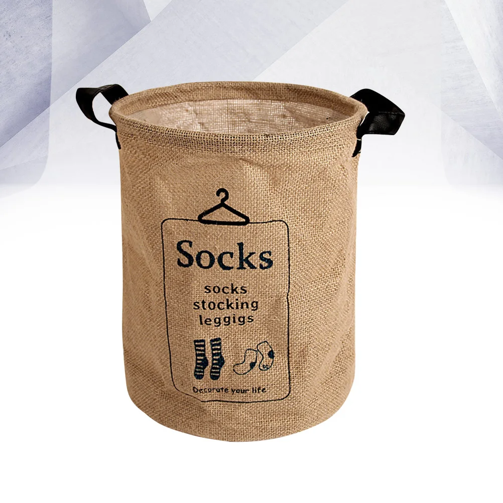 

Jute Hanger Grocery Storage Basket Laundry Bucket Environmentally Friendly Round Shape Household Bedroom Living Room Laundry Was