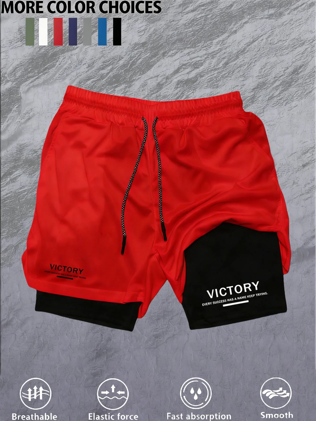 2026 Men's 2-in-1 Running Shorts, High-Quality Elastic Double-Layer Shorts, Breathable and Lightweight, Teen Training Shorts, Sp