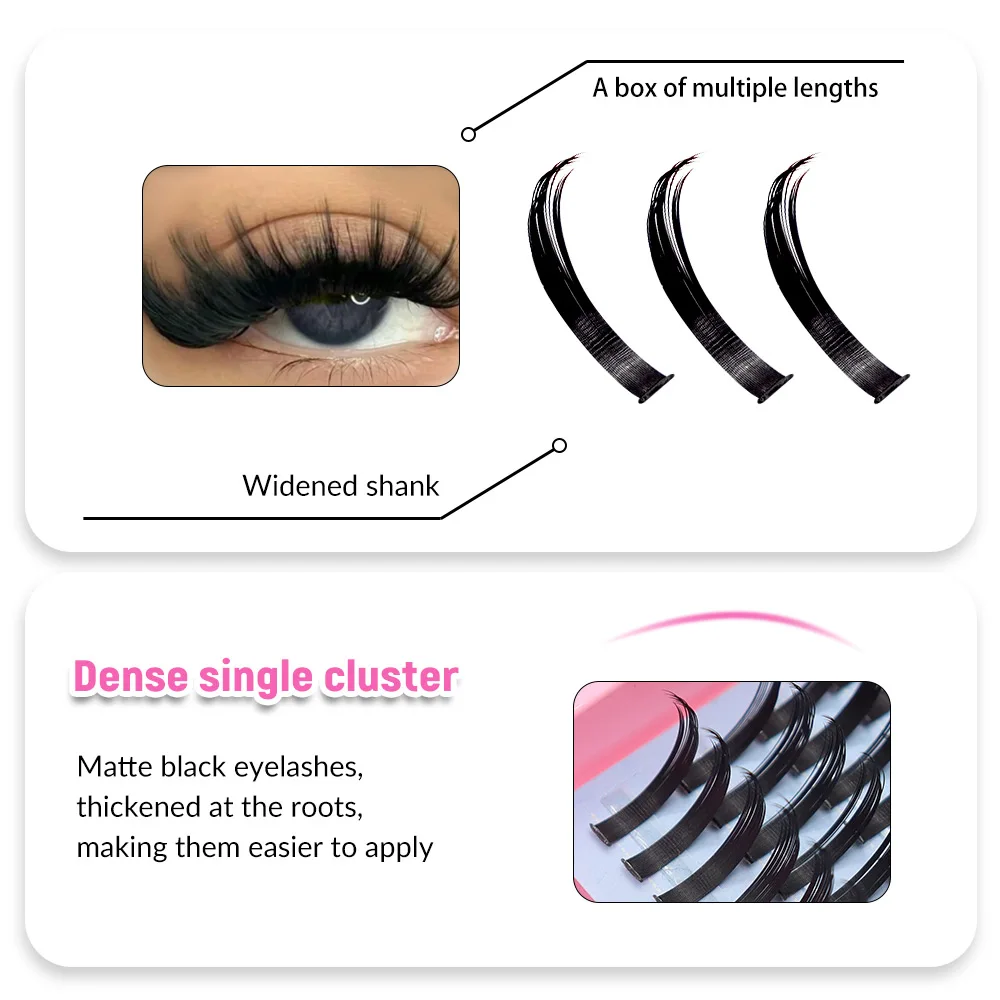200개입 풍성한 검정색 인조 속눈썹 두꺼운 요정 스타일 아이 메이크업 도구 일상용 만화 무대용 어두운 속눈썹 연장에 적합
