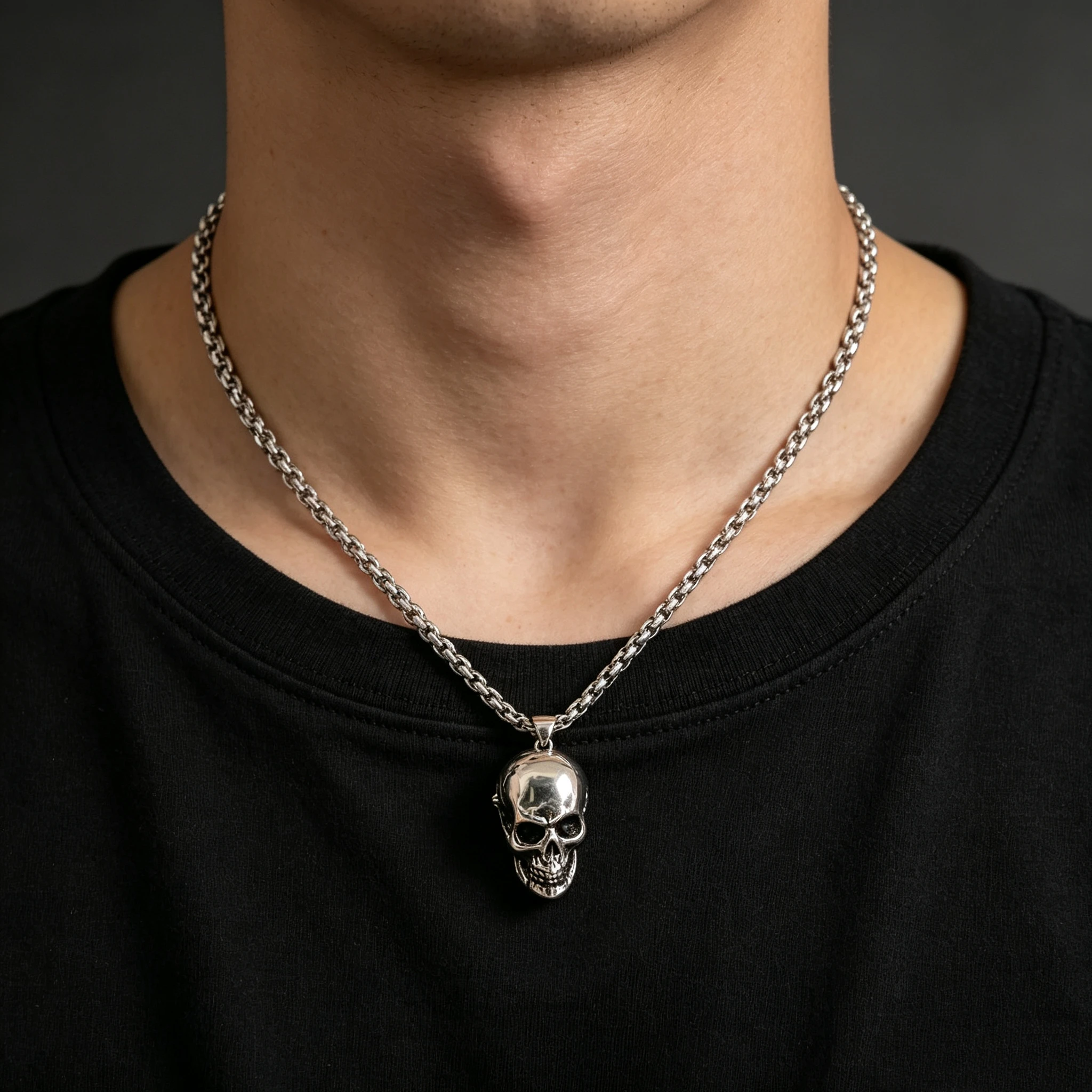 Halloween-Geschenk Kleine Totenkopf-Halskette Gotischer Stil Metallanhänger Schmuckzubehör – Detail 4