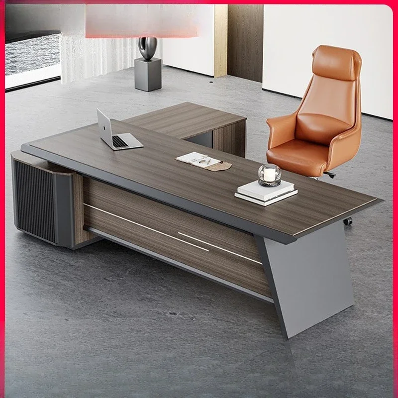 High end minimalist modern light luxury desk, file cabinet furniture, complete set of desk and chair combinations