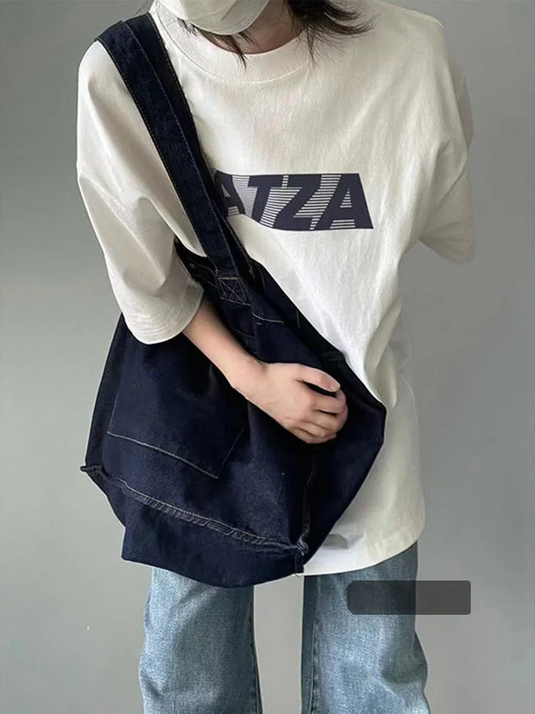 

Белая футболка из чистого хлопка в американском стиле ретро, женская осенняя дизайнерская футболка большого размера, топ большого размера для молодых женщин