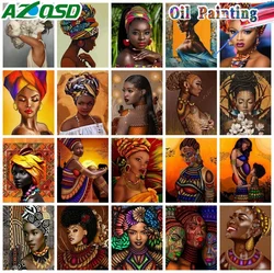 AZQSD Painting By Numbers Woman Africa Figure 40x50cm Drawing Coloring On Canvas Indian Portrait Diy Gift
