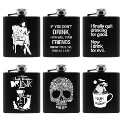 3 OZ Stainless Steel Black Mini Hip Flask Alcohol Bottle Drinking Gift For Man Personalized LOGO Custom Made Laser Engraving