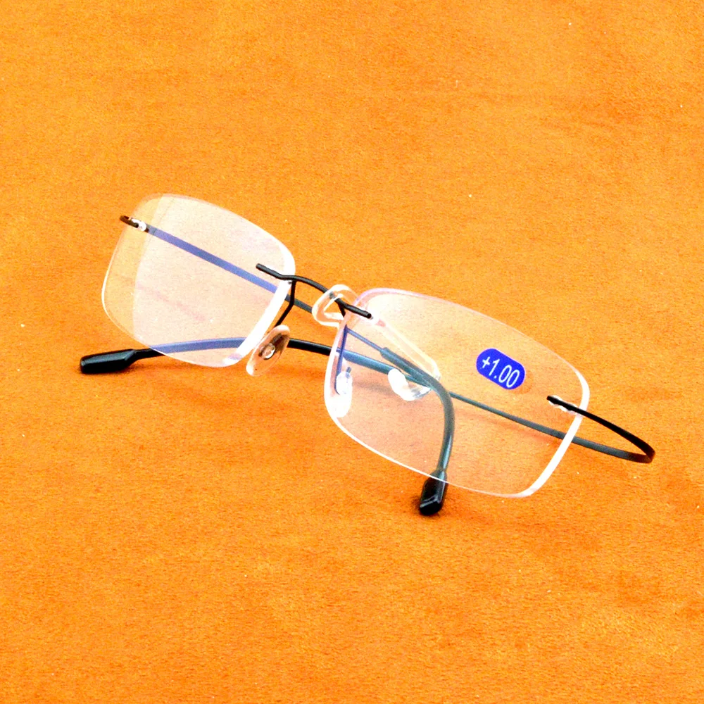 

Titanium Frame Ultra Light Memory Super Stretch Temple Anti-fatigue Rimless Reading Glasses +0.75 +1 +1.5 +1.75 +2 +2.25 To +4