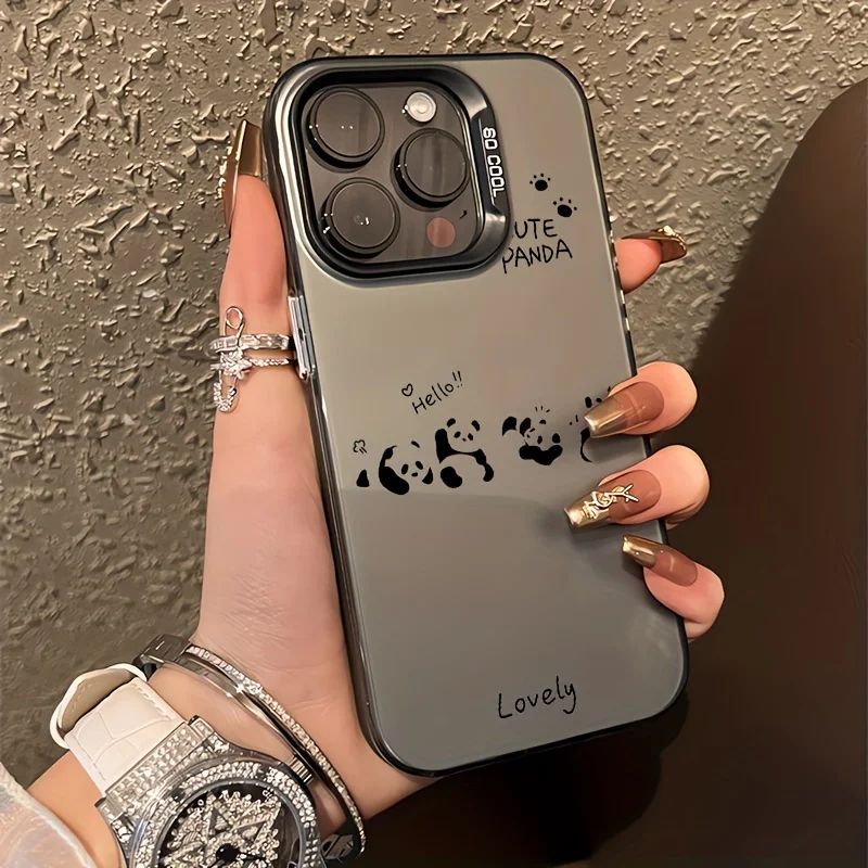 

Simple panda pattern phone case for iPhone 17 16 15 14 13 12 11 Pro/ Max/Plus shock-proof rear cover anti-fingerprint