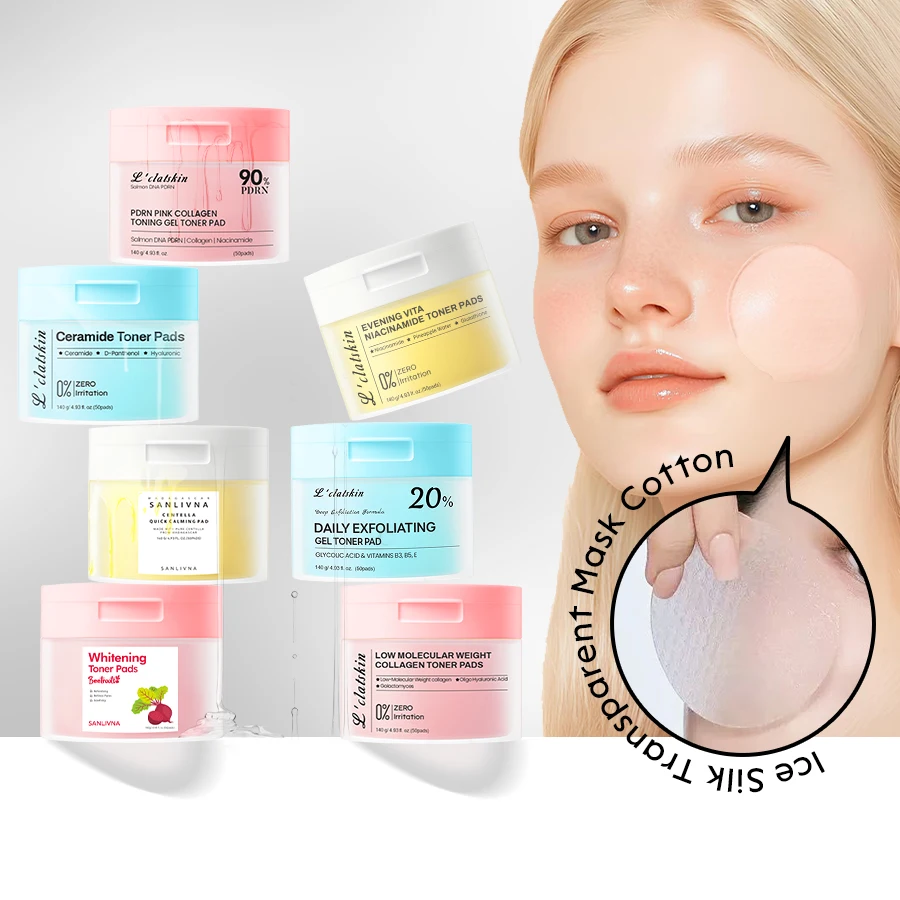 

Collagen gel toner cotton face shrink pores improve elasticity gentle exfoliation Korean skin pore cleansing cotton