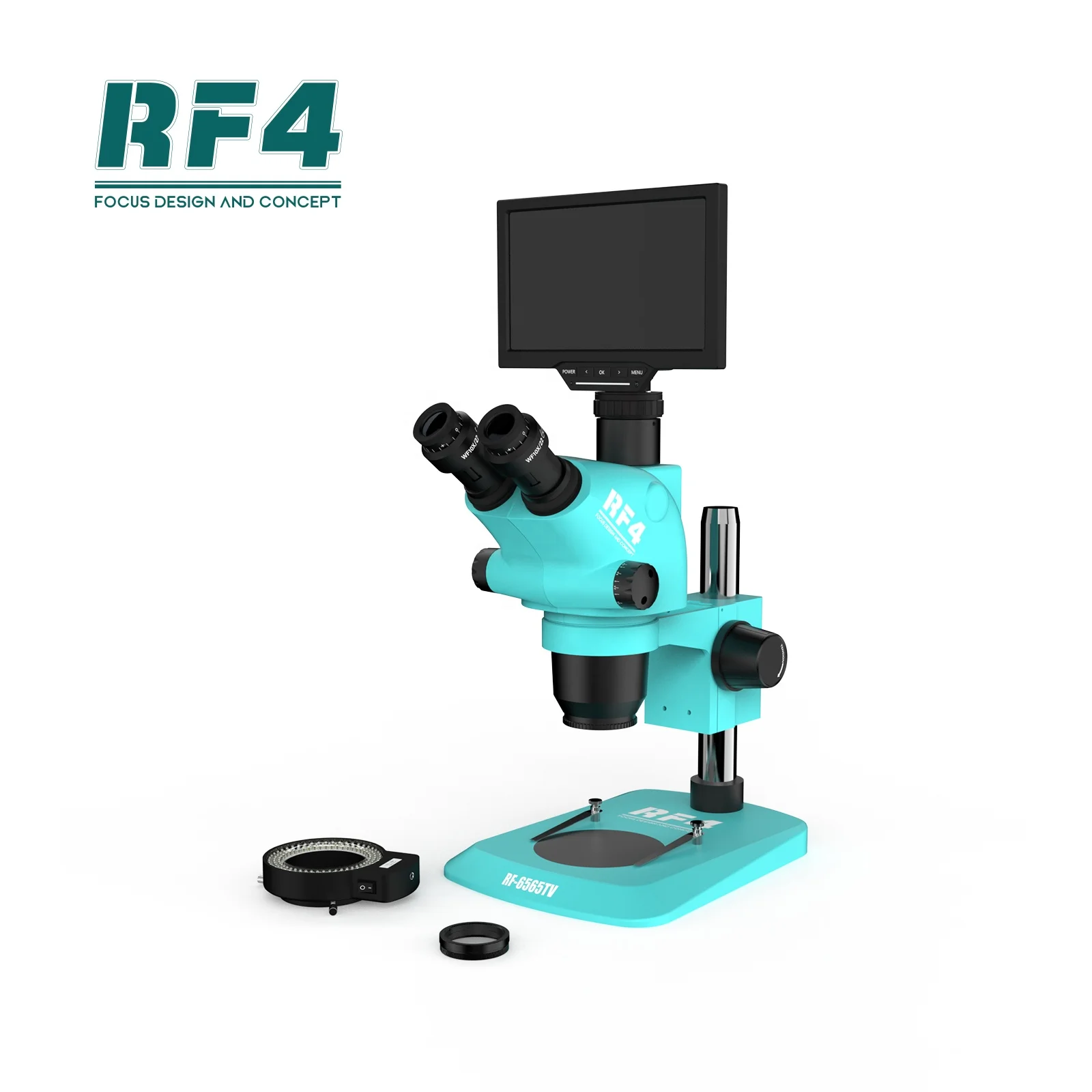 Latest Video Camera Screen Integrated 10inch Display Trinocular Microscope With Table Stand RF6565TV-YS010W