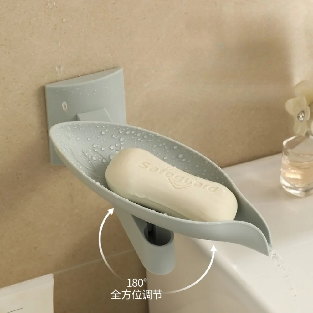 Portasapone regolabile Portasapone a forma di foglia con supporto di scarico Bagno Vassoio portaoggetti per WC Organizzatore Accessori per il bagno